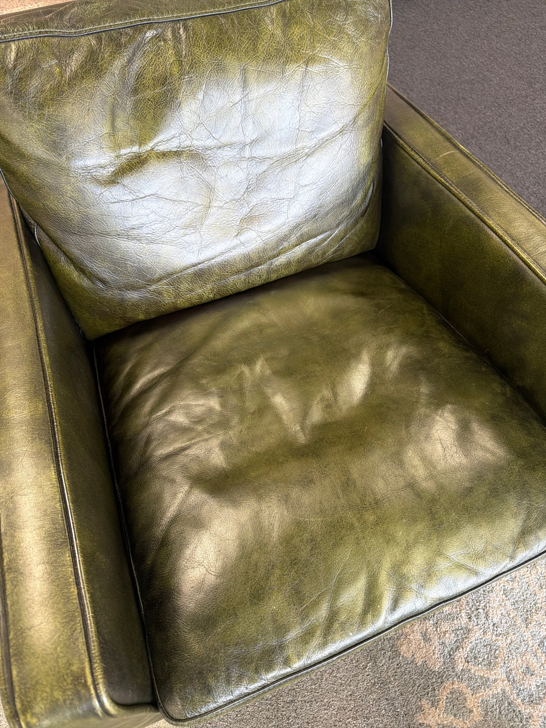 Green Leather Arm Chair