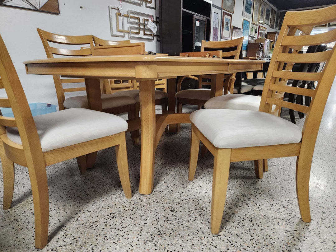 Dining Set Maple Wood w. 6 Chairs 18" Leaf