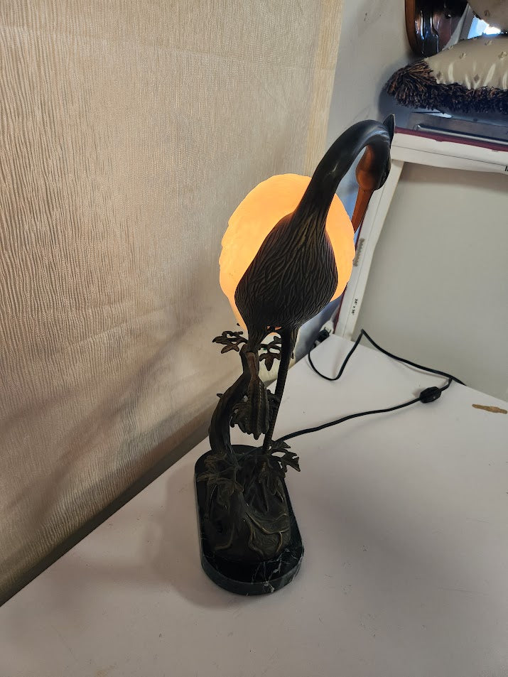 Art Glass Heron Lamp