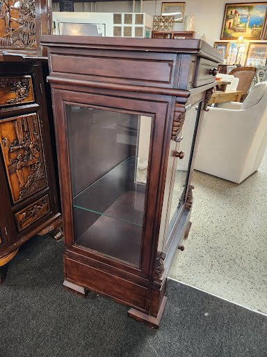 Dark Wood Glass Display Cabinet