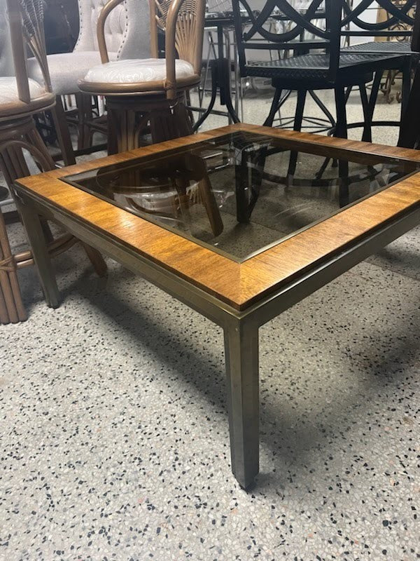 Wood & Brass Coffee Table