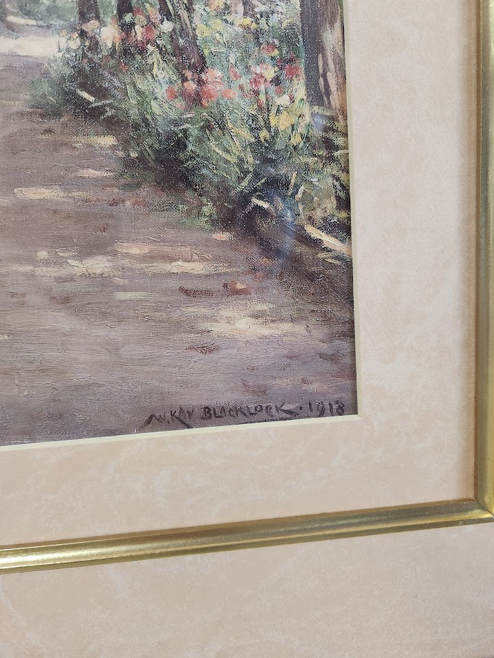 22x27" Woman in Garden Print - Gold Frame
