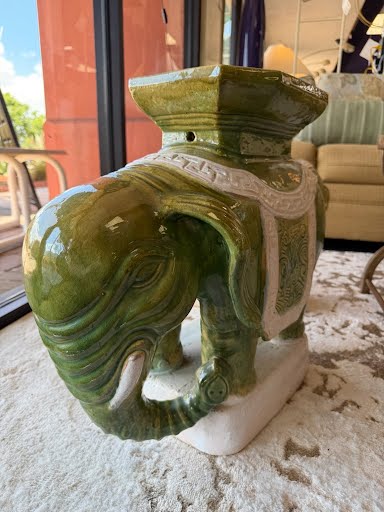 20"H Rare Green Glazed Elephant Statue