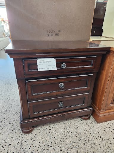 Dark Wood Three Drawer Nightstand