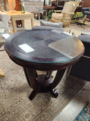 PELECEK Glass Top End Table