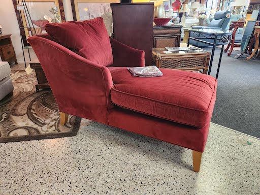 Ethan Allen Chaise Red Velvet