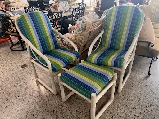 Outdoor 3 Piece Set- PVC Chairs + Ottoman