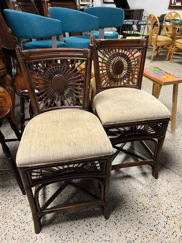 SET OF 2- Rattan Counter Stool's