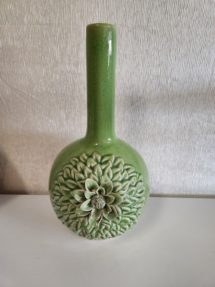 17" Height Green Vase