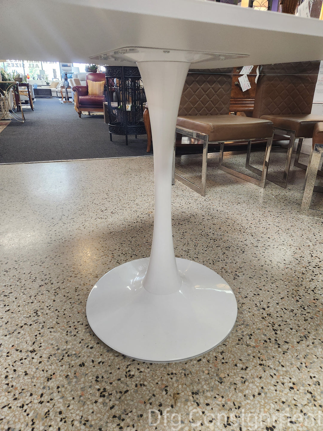 White Faux Marble Top Dining Table