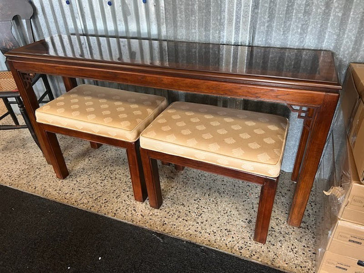 Drexel Sofa Table w. Two Stools