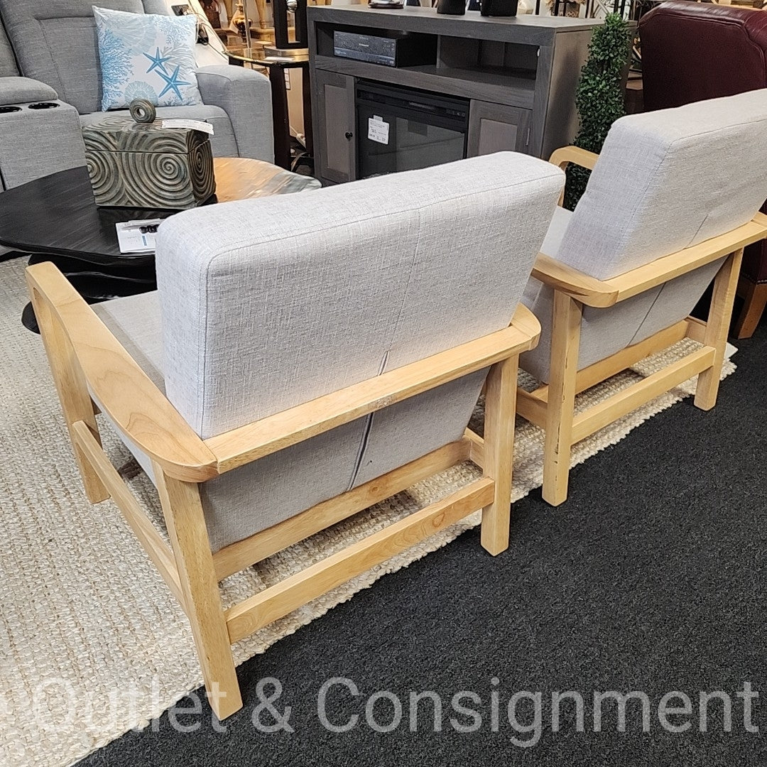 Grey Button Back Arm Chair