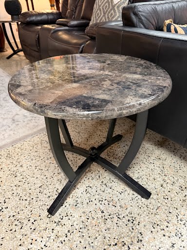 Faux Stone Top End Table