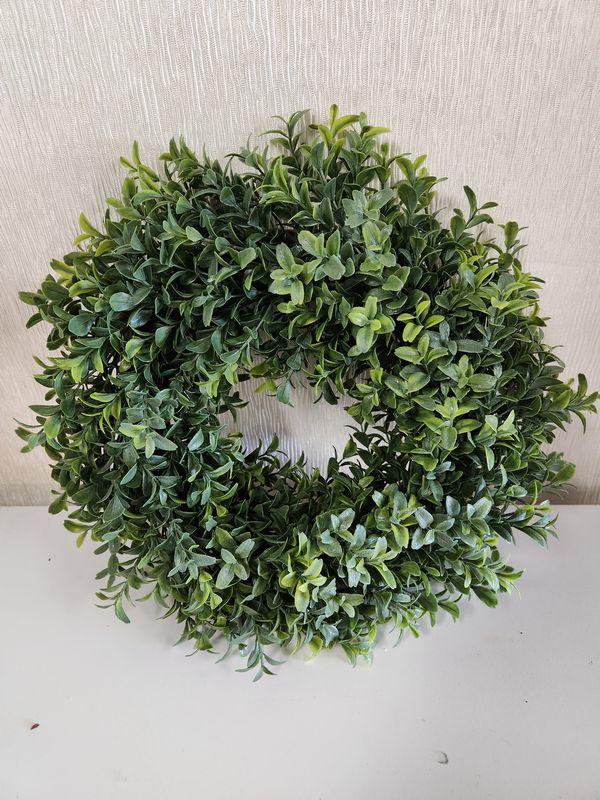 14" Round Faux Greenery
