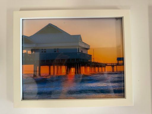 11x9" Sunset Pier Photograph - White Frame
