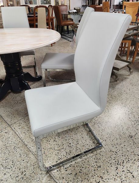 SET OF 4 | light gray faux leather Dining Chairs