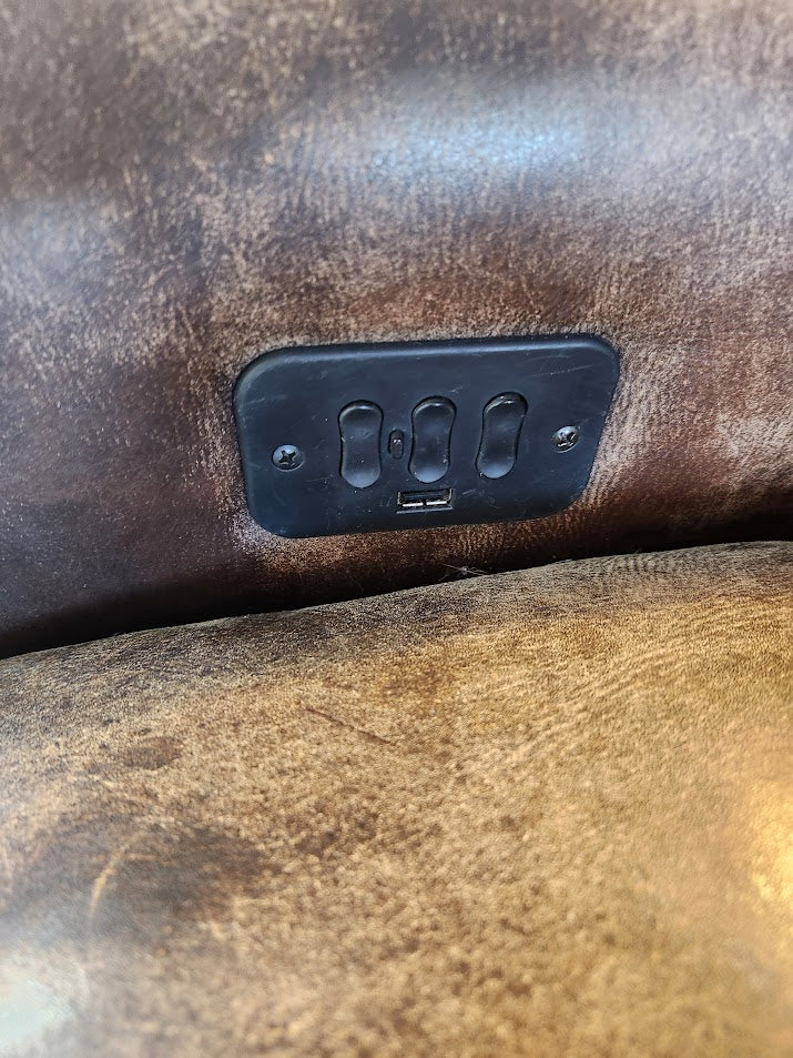 Brown Double Recliner Sofa