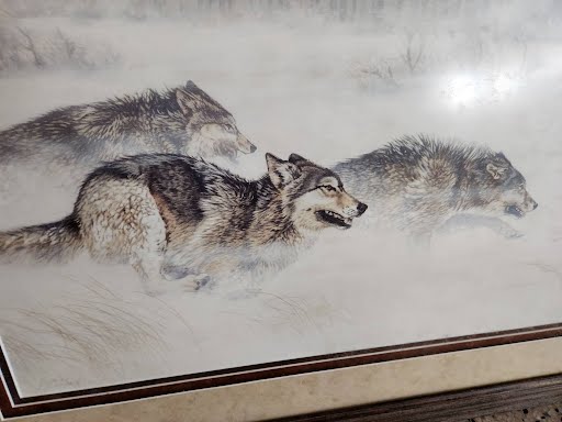 42.5 x 27.5 Three Wolves Wall Art