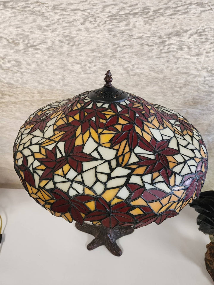 Antique Maple Leaf Stained Glass Table Lamp