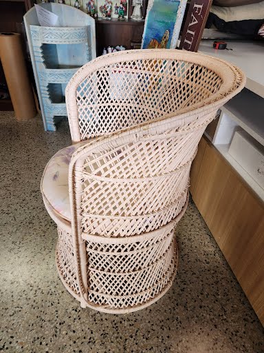 Light Pink Wicker Barrel Chair
