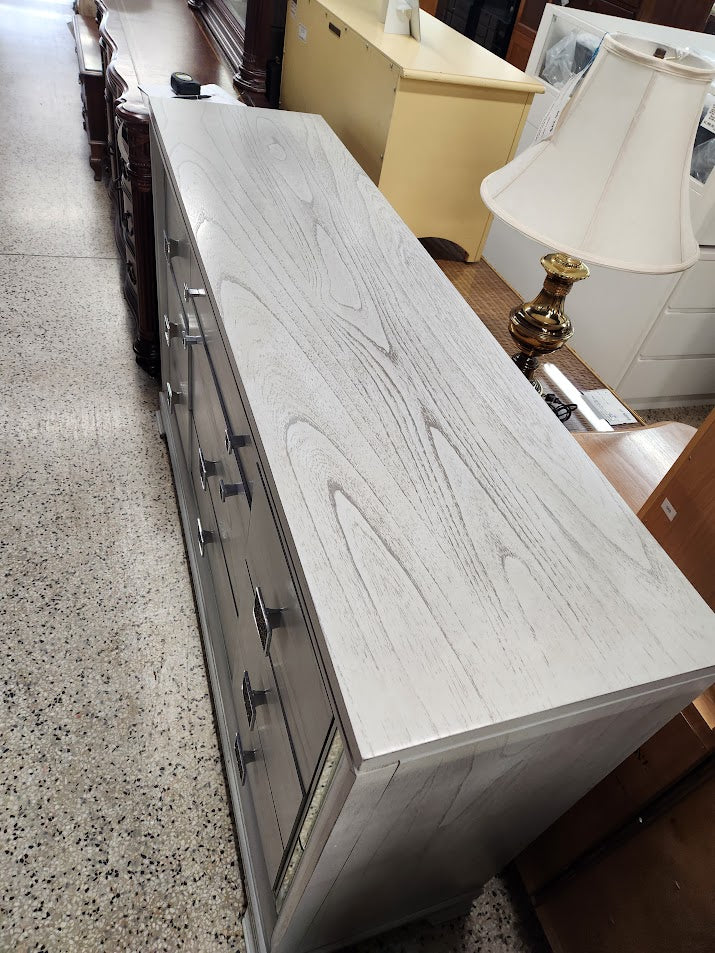 Light Wood Mirrored Trim Dresser