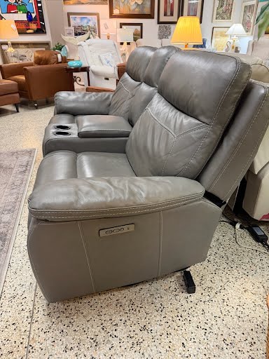 Grey Power Recliner Love Seat