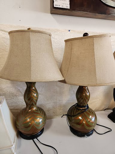 SET OF 2- Green/Brn Table Lamps