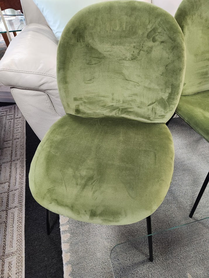 SET OF 4- Green Velvet World Market Armless Side Chairs