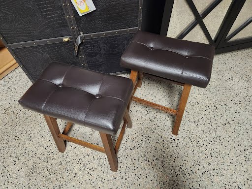Dark Brown Faux Leather Barstools (Set of 2)