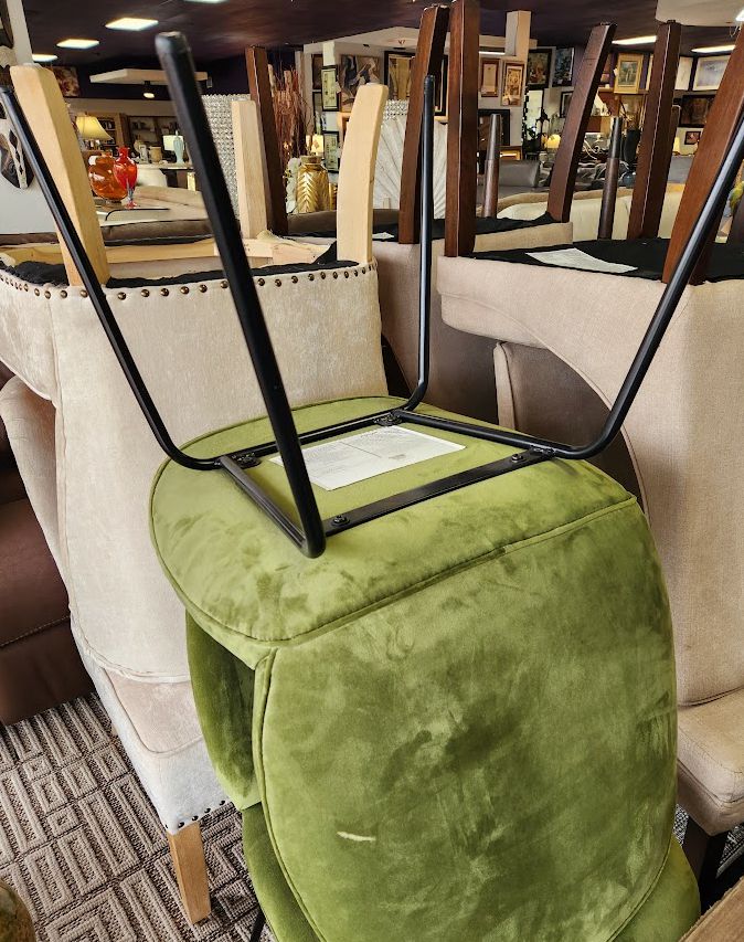 SET OF 4- Green Velvet World Market Armless Side Chairs