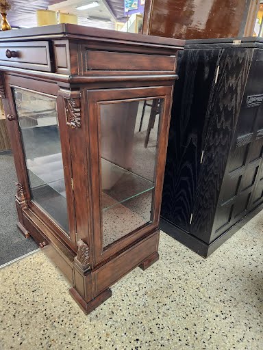 Dark Wood Glass Display Cabinet