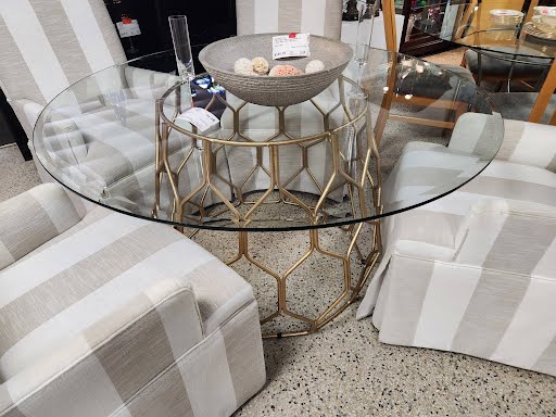58" Round Crate & Barrel Base Glass Top Dining Table