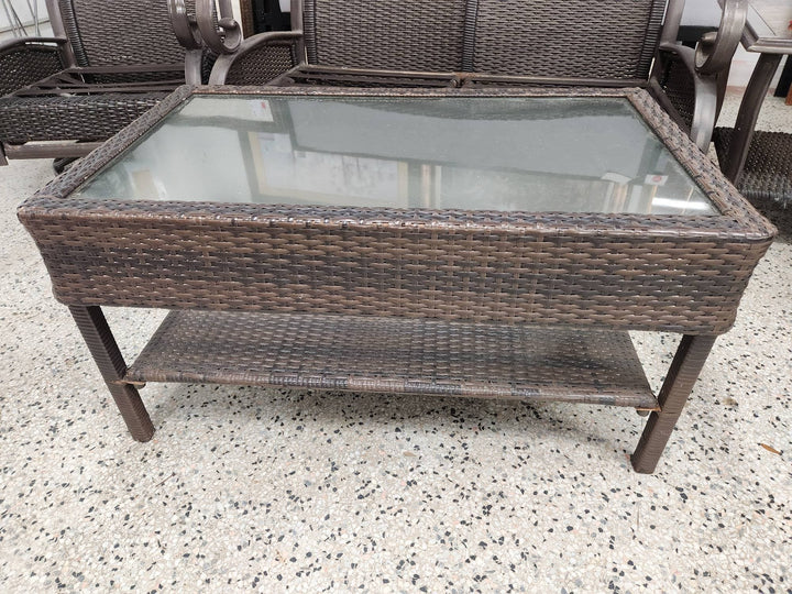 Outdoor Table- Dark Wicker Glass Top