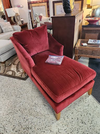 Ethan Allen Chaise Red Velvet