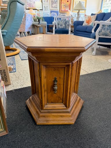 Wood Hexagonal End Table