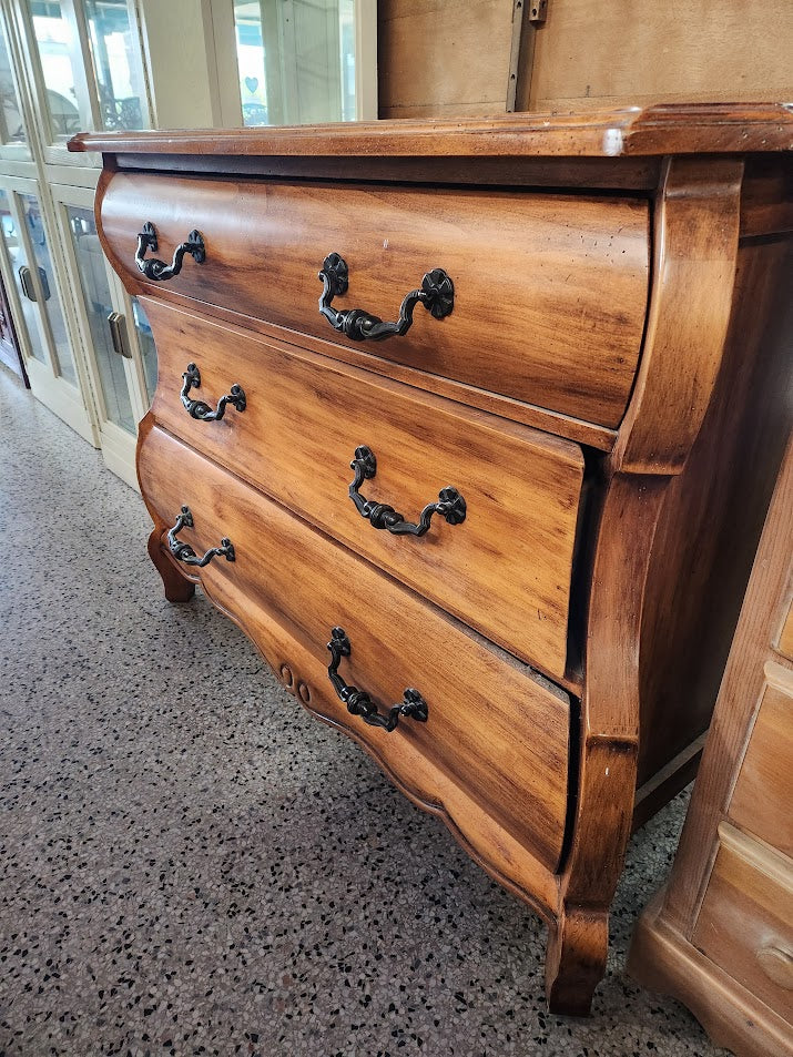 wooden bombe-style 3 drawer Chest