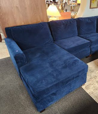 WEST ELM Love Seat w/ Chaise - Blue Cobalt