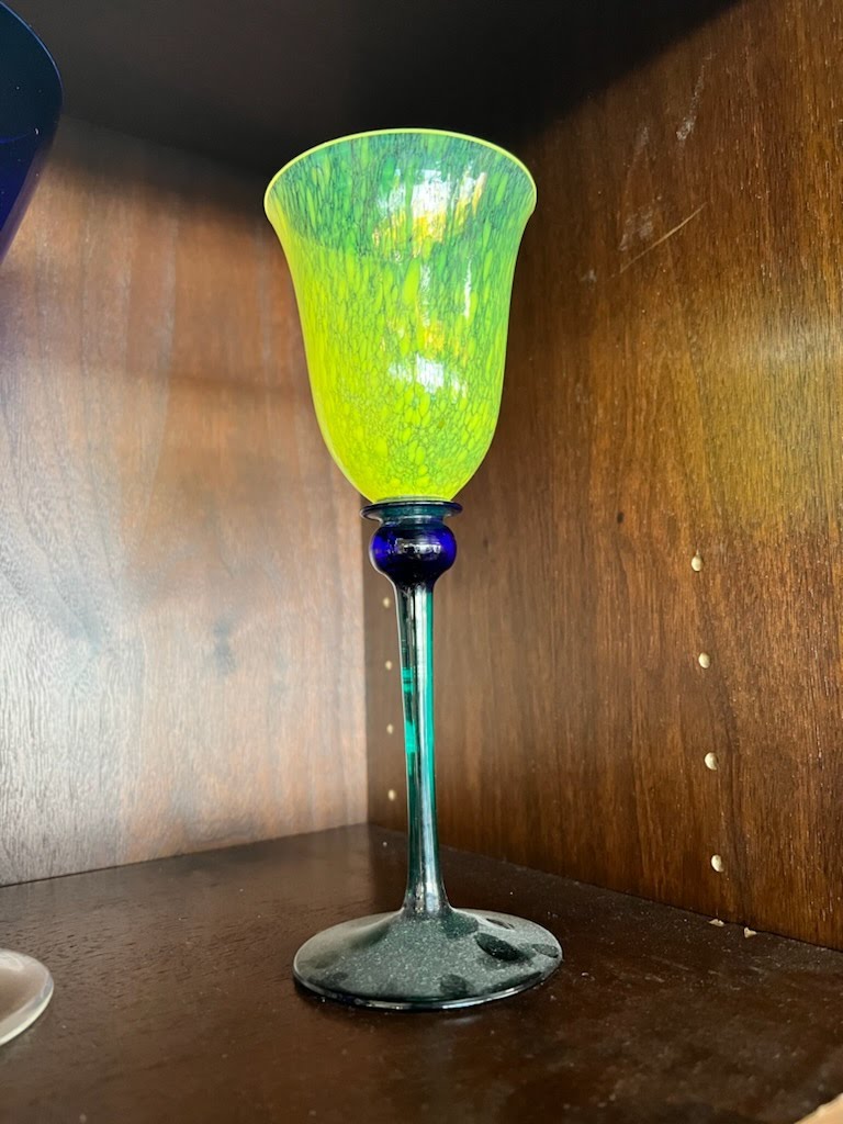 BRAND NEW Signed Opus "Mardi Gras" Yellow Wine Glass