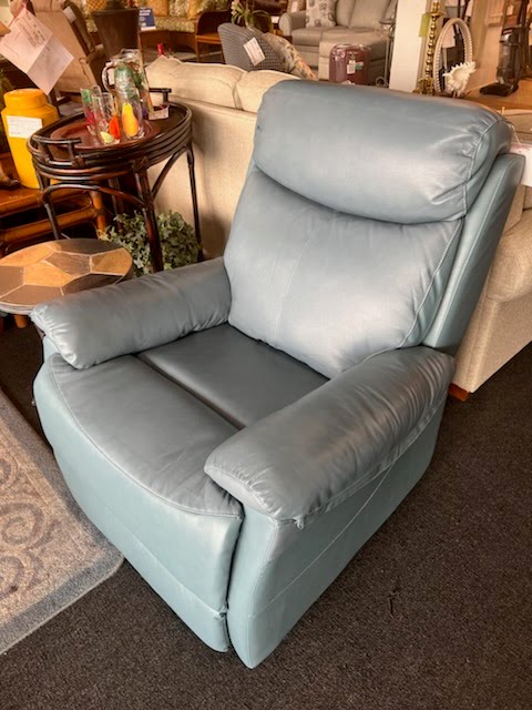 Swivel Glider Recliner Rio Teal Leather, Manual