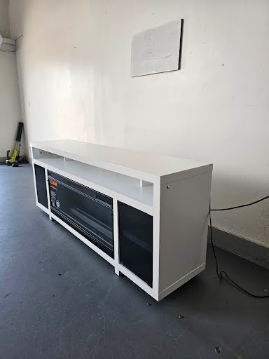 WHITE LED TV Console with ClassicFlame Electric Fireplace