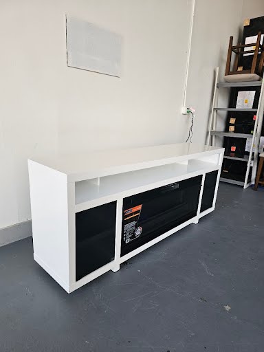WHITE LED TV Console with ClassicFlame Electric Fireplace