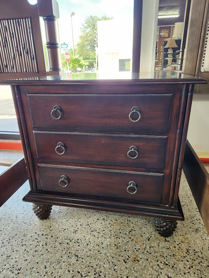 SET OF 2 | Dark Wood 3 Drawer Nightstand
