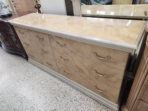 71W" High Gloss Burl Wood Dresser