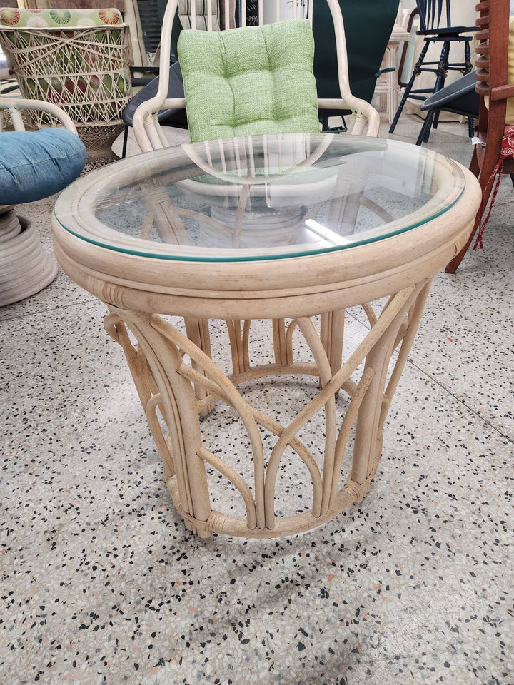 SET OF 2 - Bamboo Glass Top End Table's