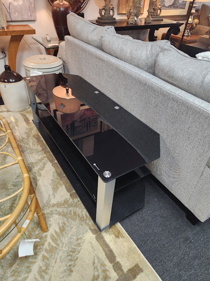 Black Glass Top Console Table