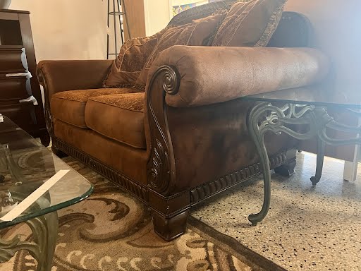 66" W Loose Cushion Brown Love Seat