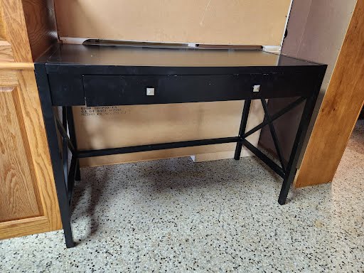 44W" Black Desk with Drawer