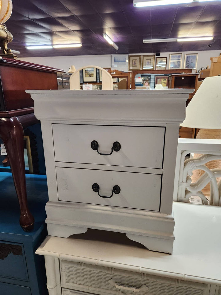 White Two Drawer Nightstand