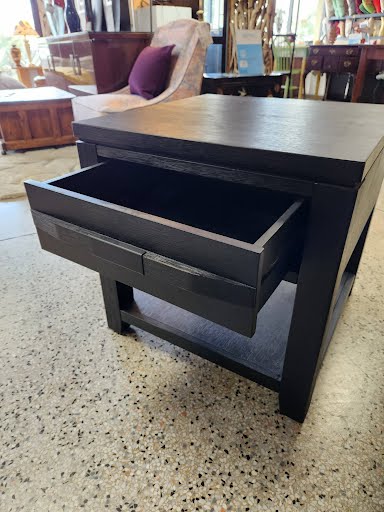 Black Single Drawer Wood End Table