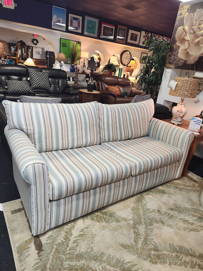 Striped Rolled Arm Sleeper Sofa